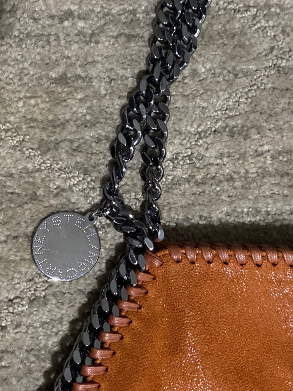 Stella McCartney Falabella Orange Shaggy Deer Chain Tote Bag - Picture 2 of 8